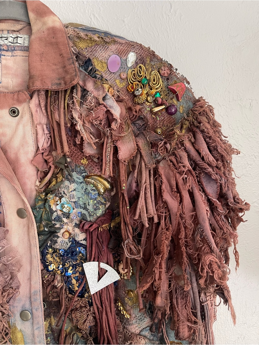 Vintage S.B.I. Embellished Wearable Art Vest 100% Cotton Fringed Boho Patchwork - Picture 4 of 8